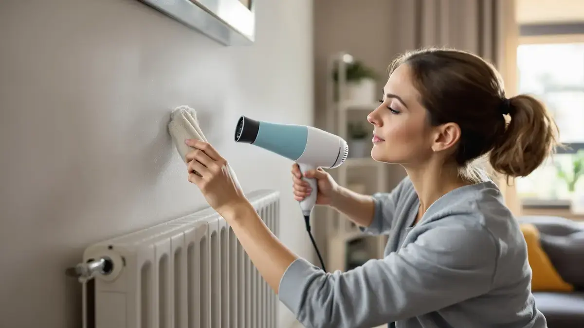 Het schoonmaken van radiatoren met een föhn verbetert de warmteverdeling in huis