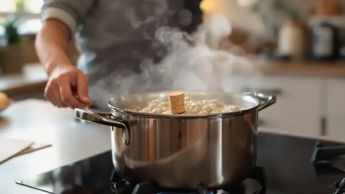 Een simpele kurk voorkomt overkoken tijdens het koken