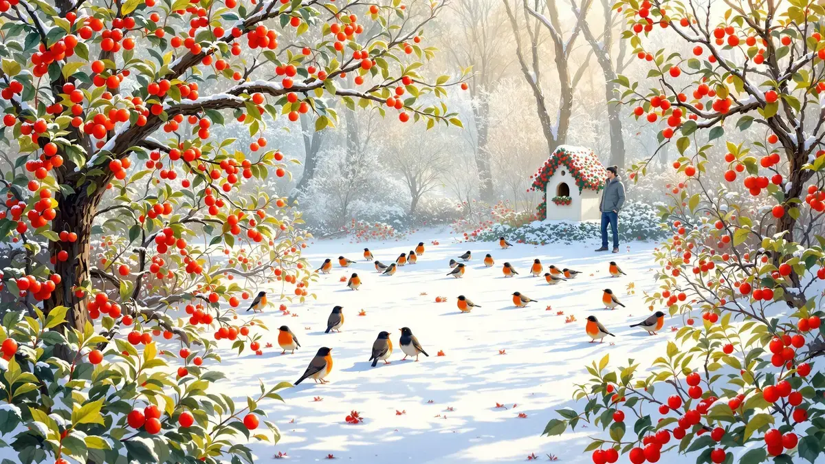 Sommige wintervruchten houden vogels langdurig in een tuin