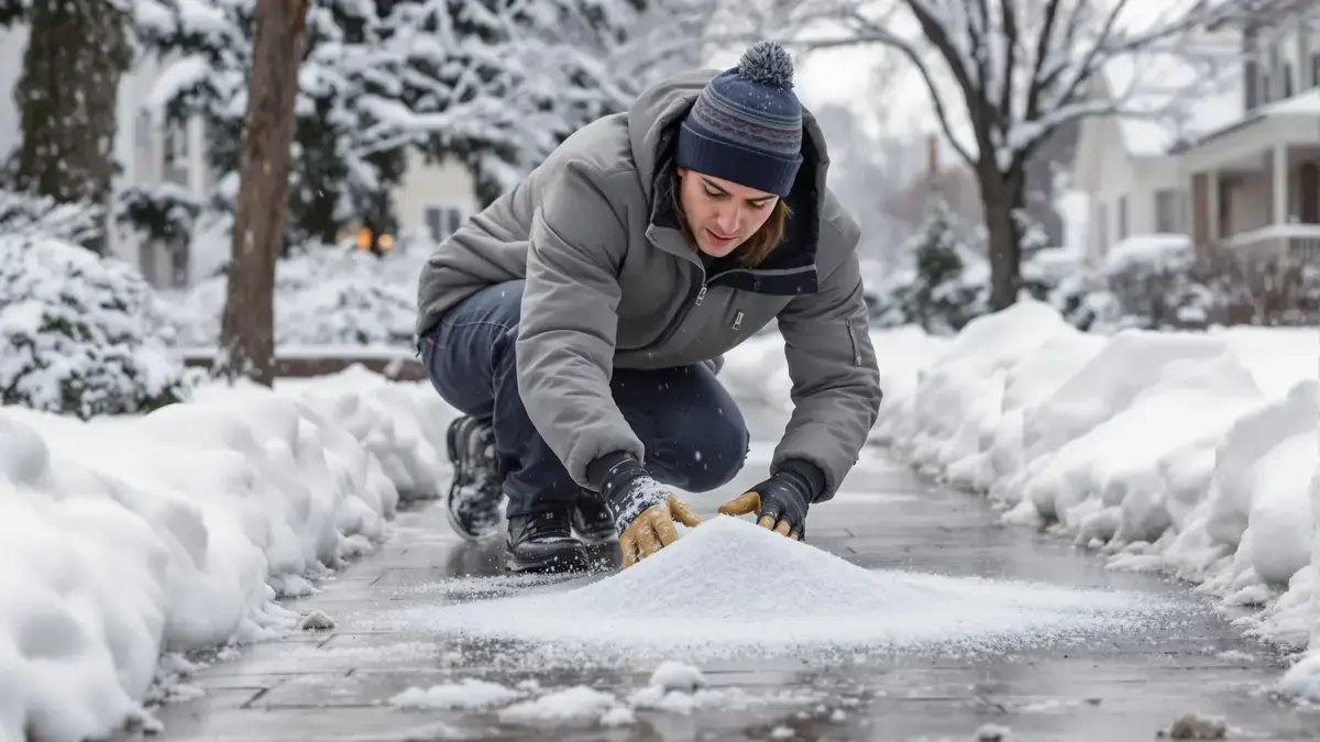 Op ijzige stoepen blijkt een alternatief voor traditioneel strooizout effectiever en minder agressief