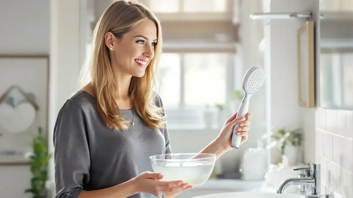 Een douchekop in vijf minuten ontkalken kan met een ingrediënt dat je al in huis hebt